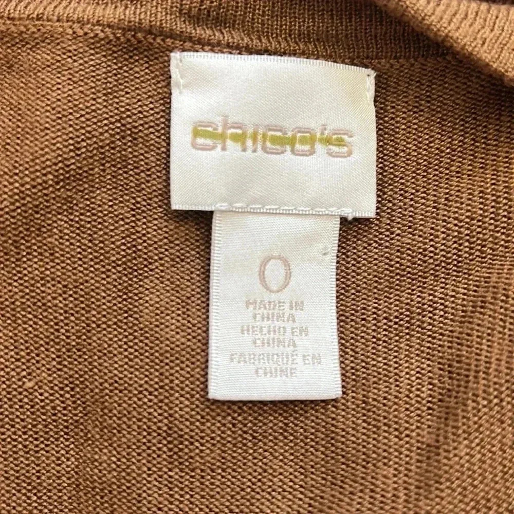 Chicos Fringe Edge Brown Sweater